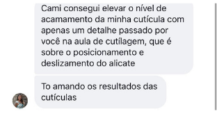 Depoimento real de uma aluna do curso Manicura Moderna.